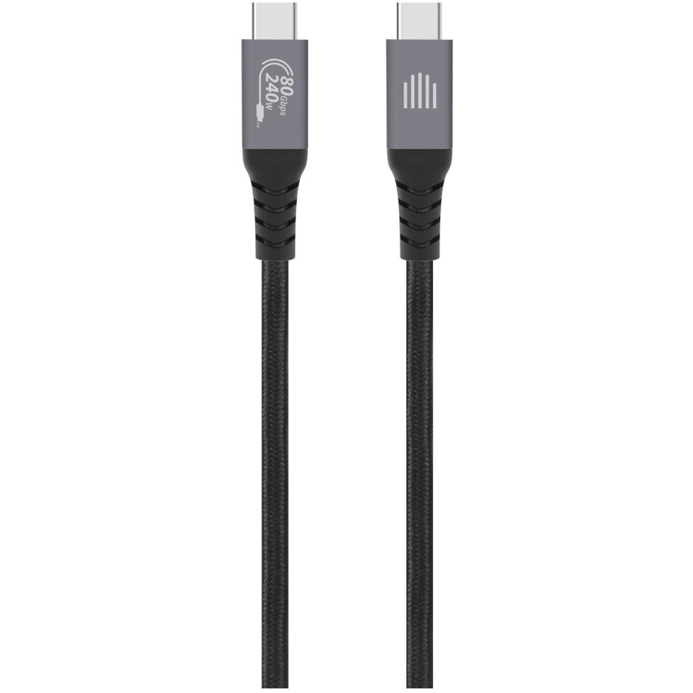 Dviced USB4 Braided Cable, 80 Gbps, 240 W, (Thunderbolt compatible), 1m - Black