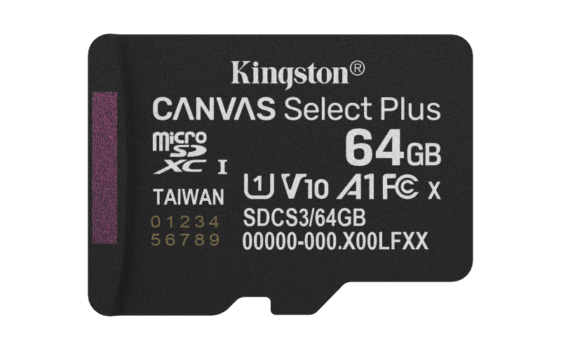 Card de memorie Kingston Canvas Select Plus Gen3 Micro-SDXC, 64 GB, Class 10