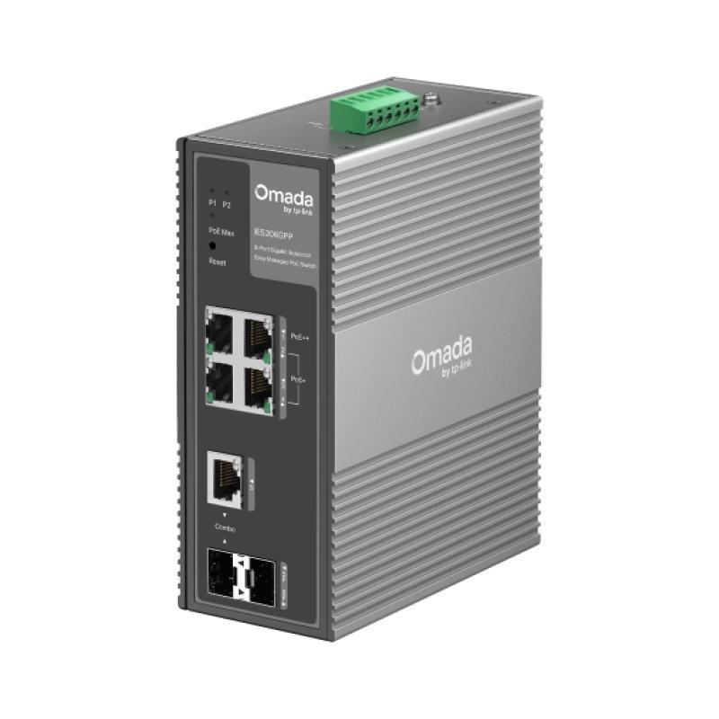 Switch Industrial Easy Managed, 6 porturi:4× Gigabit RJ45 Ports (1× PoE++, 3× PoE+), 1× Gigabit Combo RJ45/SFP Slot