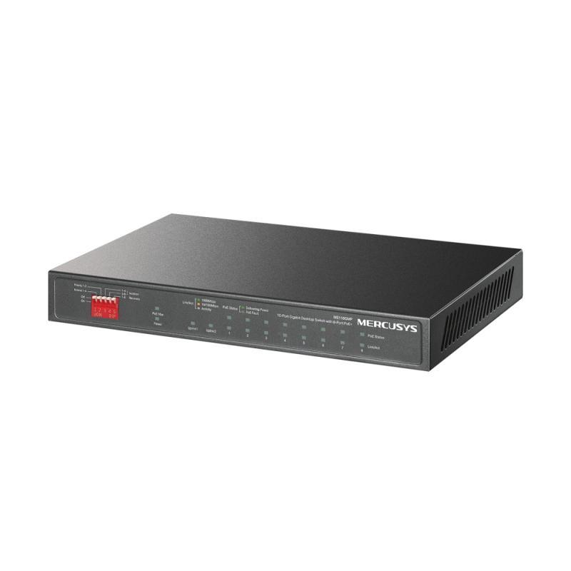 Switch desktop Mercusys 8× 10/100/1000 Mbps PoE+ Ports, 2× 1000 Mbps RJ45 Ports, AUTO Negotiation, AUTO MDI/MDIX