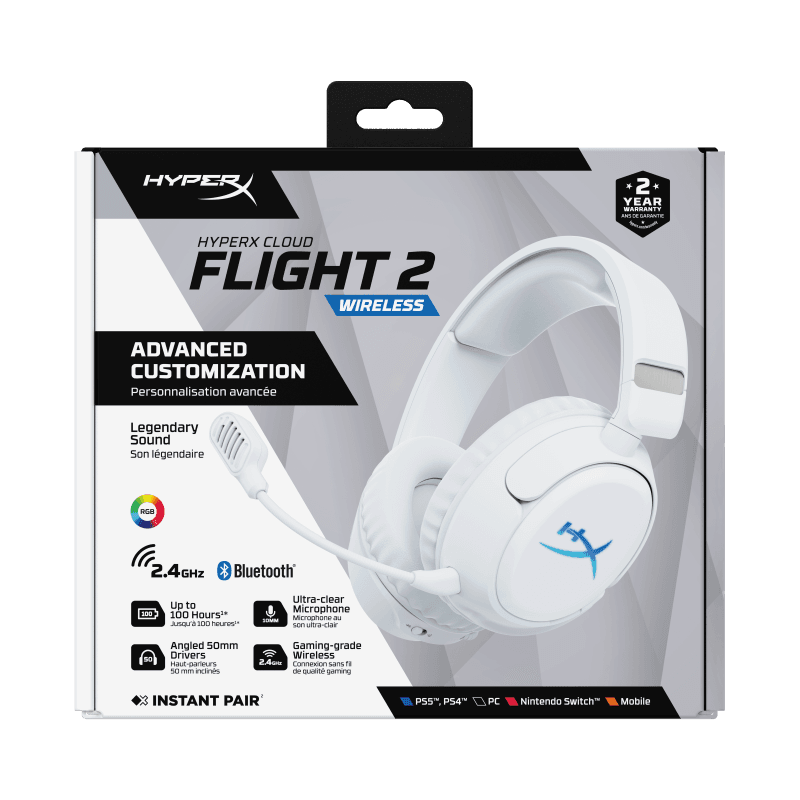 Casti Gaming Head-band HyperX Cloud Flight 2, Wireless, Alb
