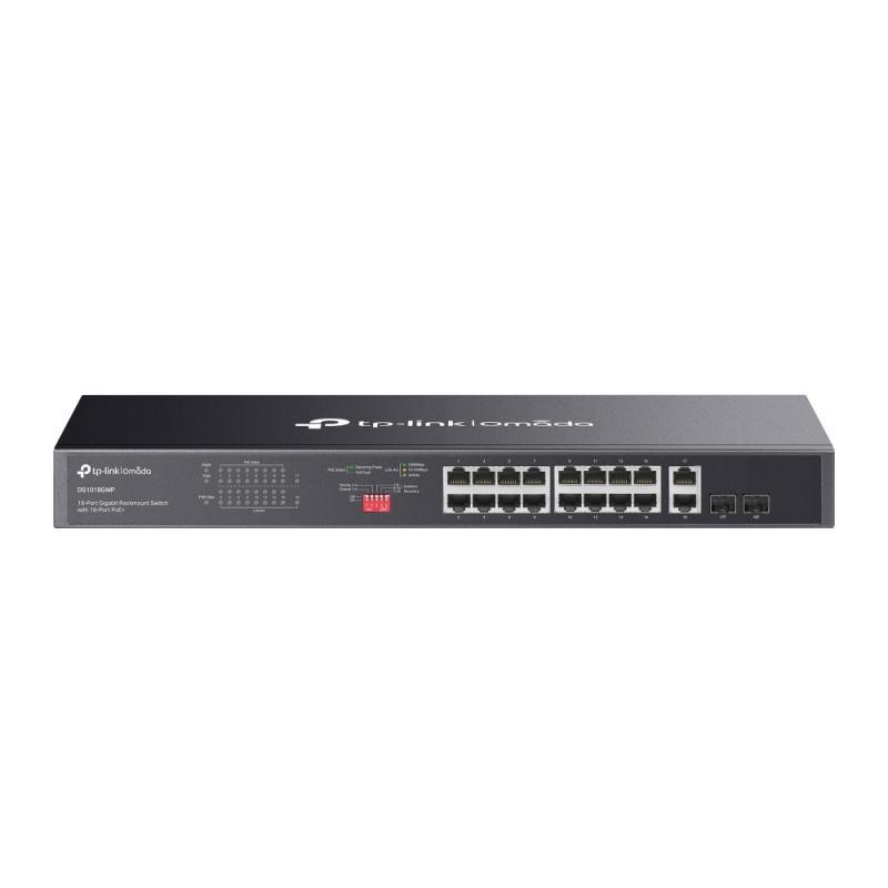 Omada 18-Port Gigabit Rackmount  Switch with 16-Port PoE+ PORT: 16× Gigabit PoE+ Ports, 2× Gigabit Non-PoE Ports