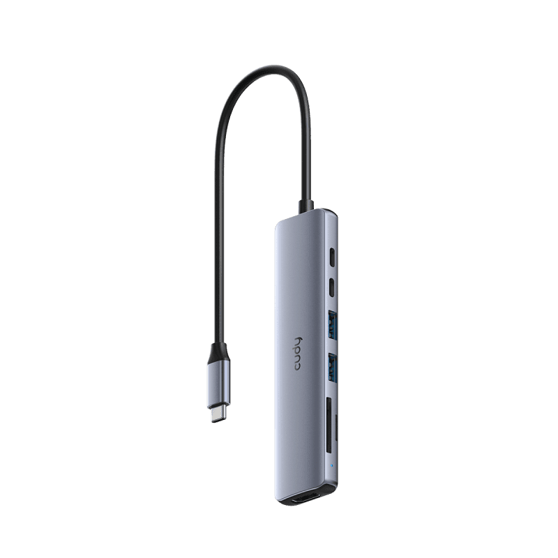 Hub USB CUDY UH407, USB-C, 4 porturi, HDMI, Argintiu