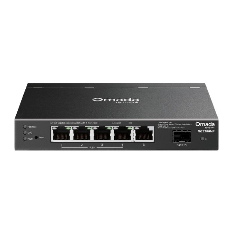 Switch Omada Access 6-Port Gigabit, 5× Gigabit RJ45 ports (4× PoE+) and 1× Gigabit SFP slot