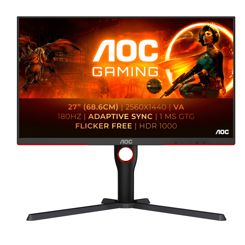 Monitor Gaming AOC Q27G3XMN/BK, 27", 2560 x 1440 pixeli, Black, 3 ani Garantie