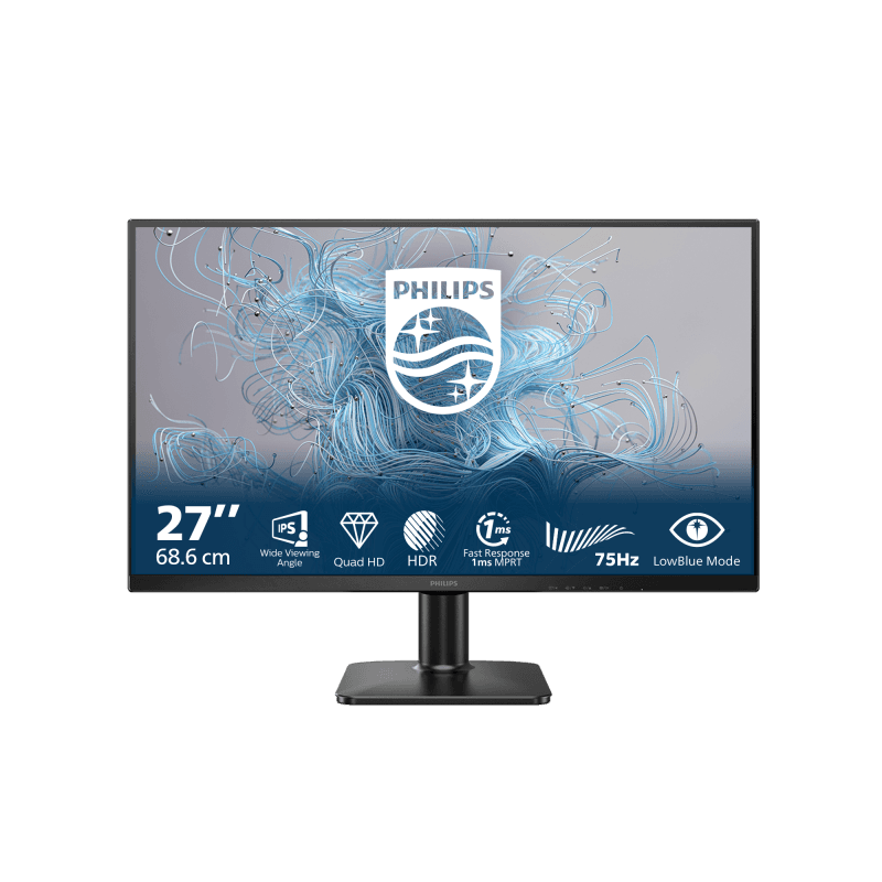 Monitor Consumer Philips 27E2N1500L/00, 27", 2560 x 1440 pixeli, Black, 3 ani Garantie