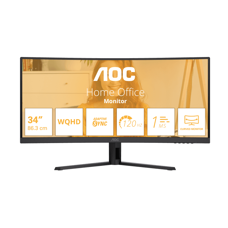 Monitor Gaming AOC CU34B3E, 34", 3440 x 1440 pixeli, Black, 3 ani Garantie