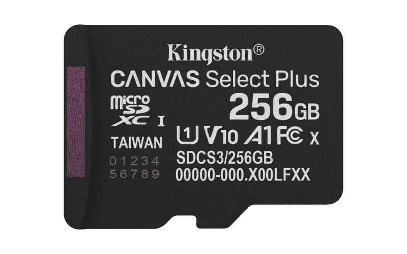 Card de memorie Kingston Canvas Select Plus Gen3 Micro-SDXC, 256 GB, Clasa 10