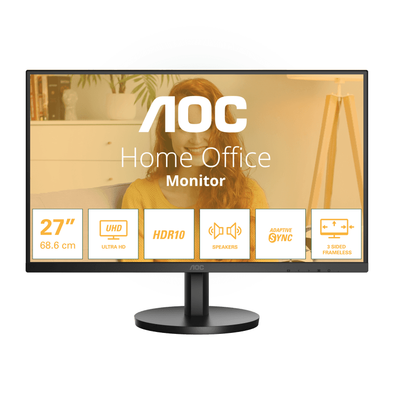 Monitor Consumer AOC U27B3A, 27", 3840 x 2160 pixeli, Black, 3 ani Garantie