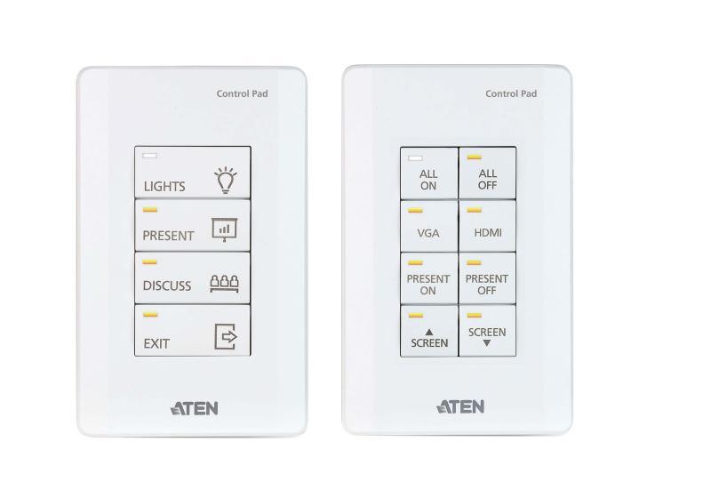 Aten 8-button Control Pad (US, 1 Gang), 4~8 buttons customizable in 14 keypad layouts, 2 x Bi-directional RS-232 Port