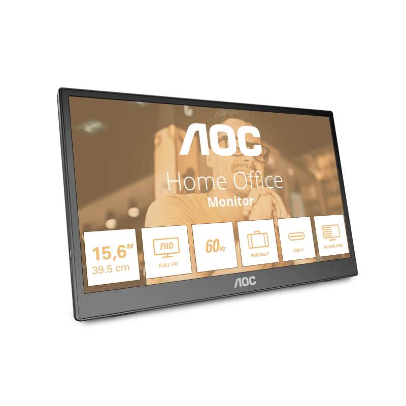 Monitor Consumer AOC 16T3EA, 15.6", 1920 x 1080 pixeli, Black, 3 ani Garantie