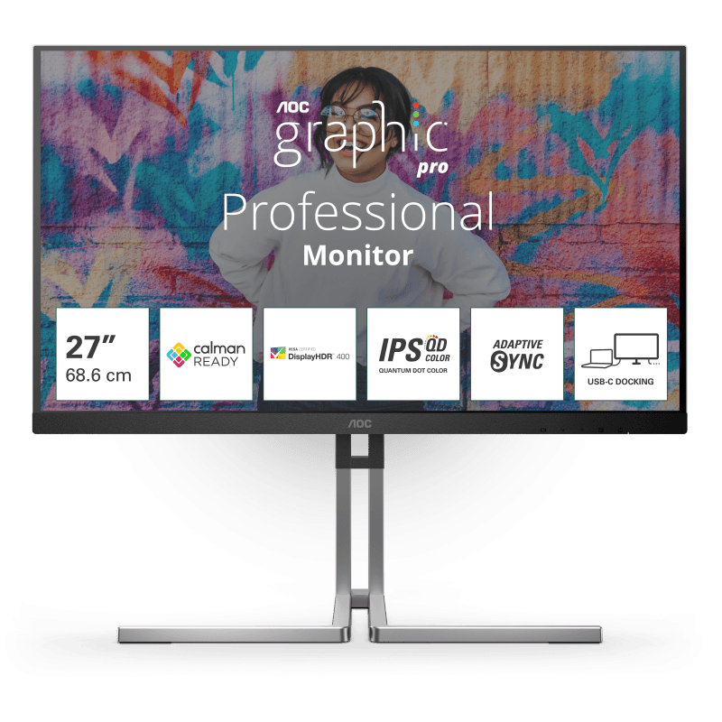 Monitor Consumer AOC Q27U3CV, 27", 2560 x 1440 pixeli, Black, 3 ani Garantie