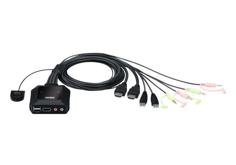 Switch KVM ATEN CS22H. Tastatură de tip port: USB, Mouse tip de port: USB, Video Type portul: HDMI. Tip HD: 4K Ultra HD