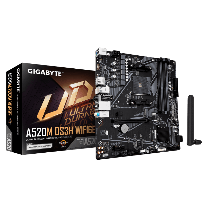 Placa de baza Gigabyte A520M DS3H WIFI6E, Socket AM4, DDR4, Micro-ATX