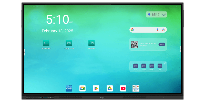 OPTOMA Touch 3 Series 75" interactive flat panel display, Android 14 OS, Octa-core A72 x4 + A53 x4, GPU G52 MC3
