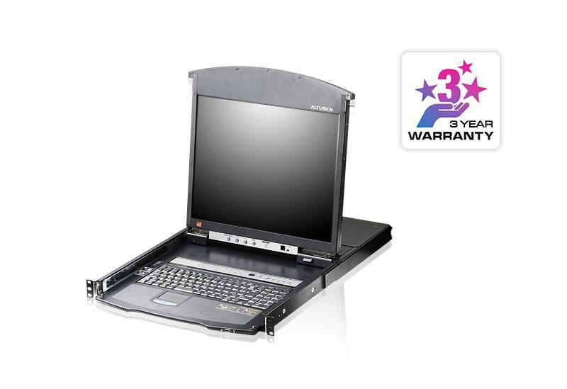 KVM-LCD Aten KL1508AIN-AXA-XG. Diagonala afișajului: 48,3 cm (19"), Ecran: LCD. Tastatură de tip port: USB, PS/2