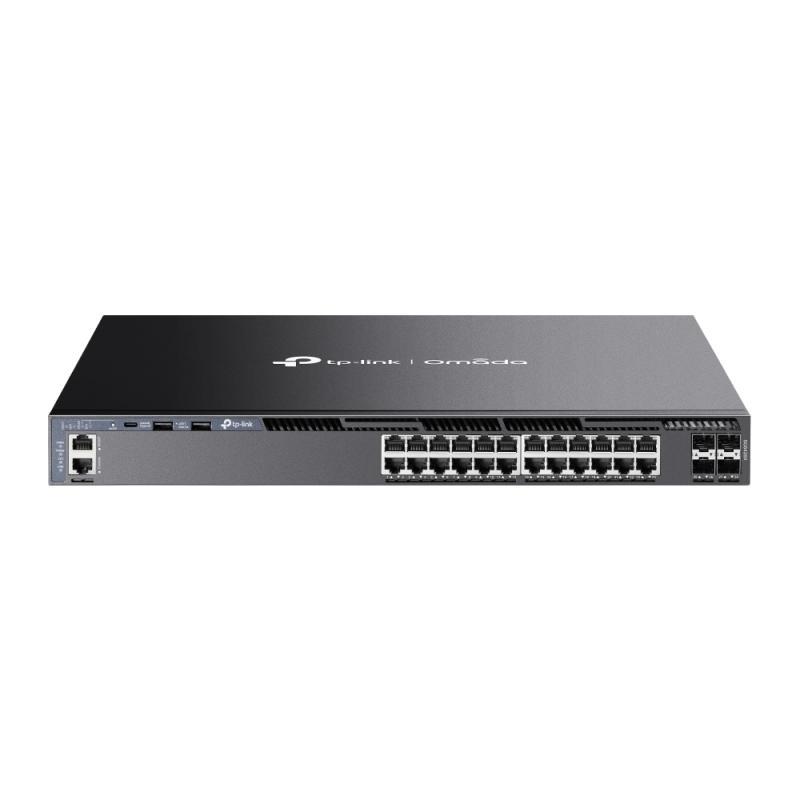 Omada 24-Port Gigabit Stackable L3 Managed Switch with 4 10GE SFP+ Slots PORT: 24× Gigabit RJ45 Ports