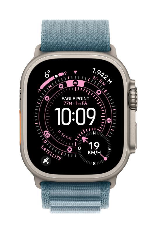 Curea pentru Apple Watch 49mm Light Blue Alpine Loop - Small - Black Titanium Finish