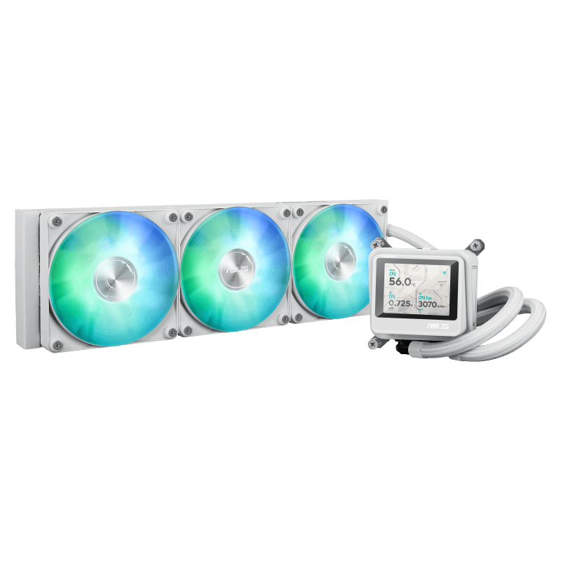 Cooler Procesor ASUS MAX Gaming LC 360 ARGB LCD White Edition, Lichid, 12 cm, 3 ventilatoare, aRGB
