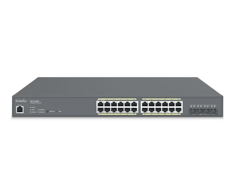 EnGenius Managed / stand-alone 19i 24xGbE + 4x10Gb SFP+, L2+, 240W Cloud Switch (PoE+) with 4x SFP+
