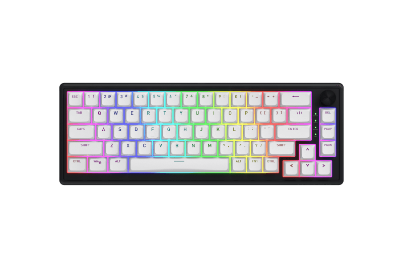 Tastatura Mecanica Gaming HATOR Skyfall Wireless 65, RGB, Wireless, Alb-Negru