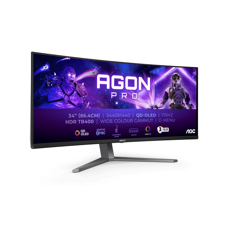 Monitor Consumer AOC AG346UCD, 34", 3440 x 1440 pixeli, Black, Grey, 3 ani Garantie