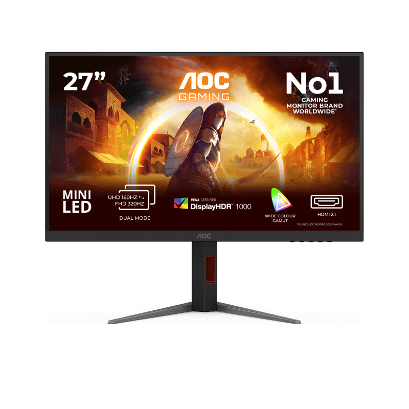 Monitor Gaming AOC U27G4XM, 27", 3840 x 2160 pixeli, Black, Red, 3 ani Garantie