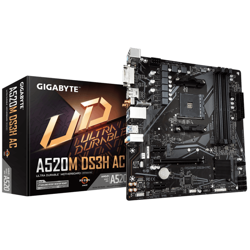 Placa de baza Gigabyte A520M DS3H AC, Socket AM4, DDR4, Micro-ATX