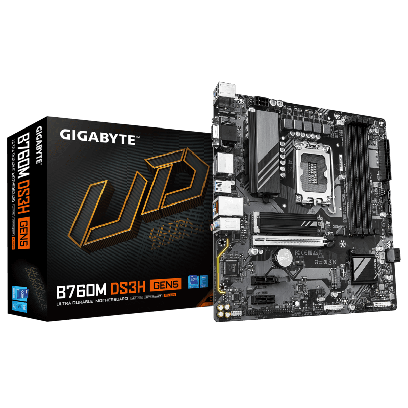 Placa de baza Gigabyte B760M DS3H GEN5, Socket 1700, DDR5, Micro-ATX