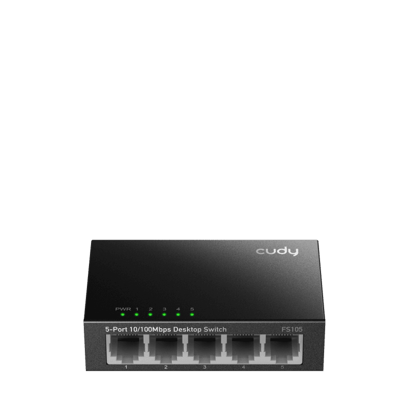 CUDY 5-Port 10/100 Mbps Desktop Switch, 5 10/100M RJ45 Ports, Loop Detection, Metal Case, Power Saving, Plug & Play