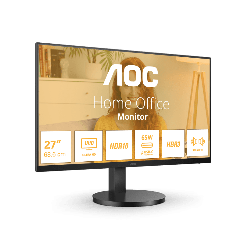 Monitor Consumer AOC U27B3CF, 27", 3840 x 2160 pixeli, Black, 3 ani Garantie