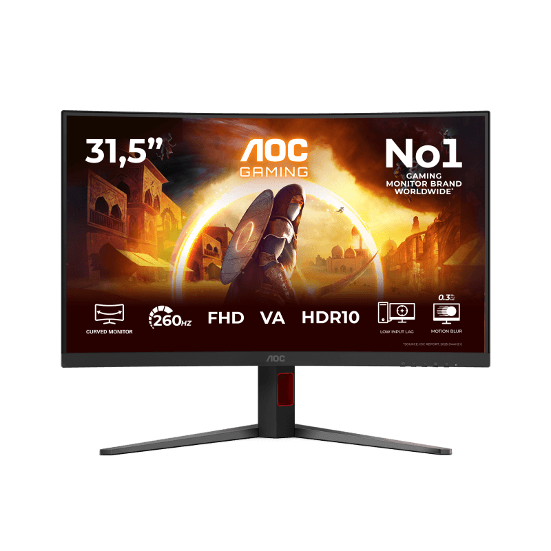 Monitor Gaming AOC C32G4Z, 31.5", 1920 x 1080 pixeli, Black, Red, 3 ani Garantie