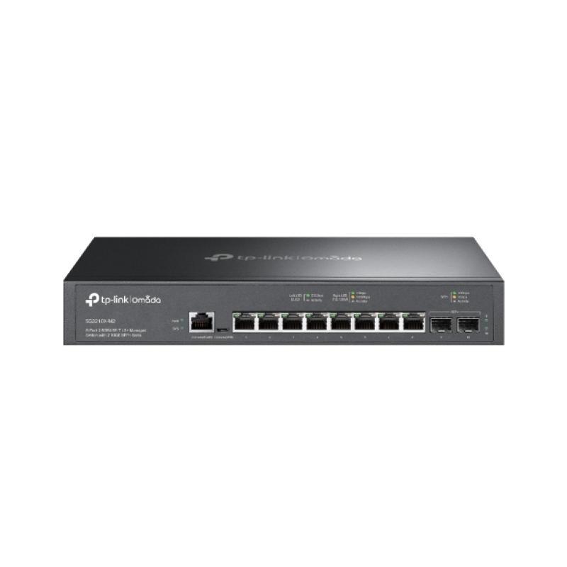 Switch TP-Link SG3210X-M2, 8 x porturi RJ 45, 2 x SFP+, viteza LAN 100/1000/2500 MBps, Layer L2+, capacitate 80 Gbps