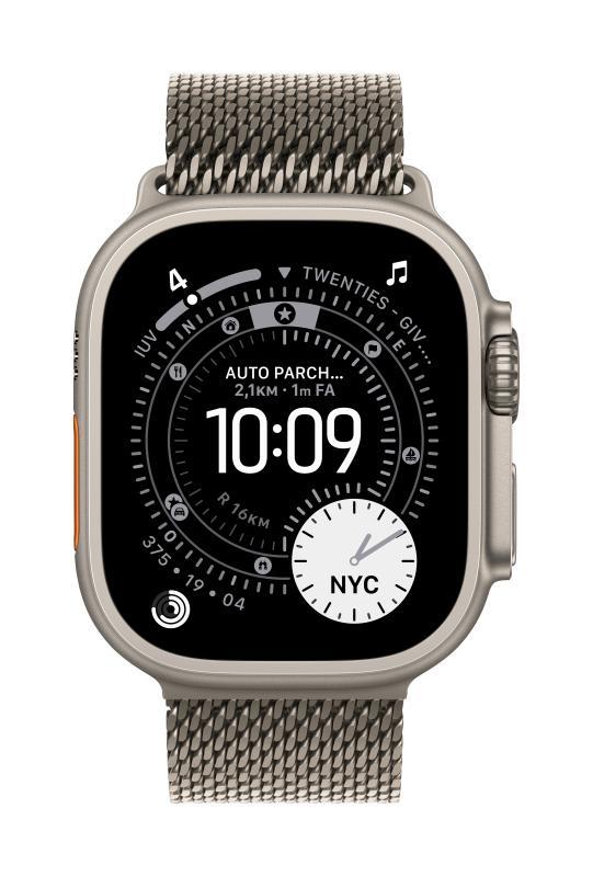 Curea pentru Apple Watch 49mm Natural Titanium Milanese Loop - Small