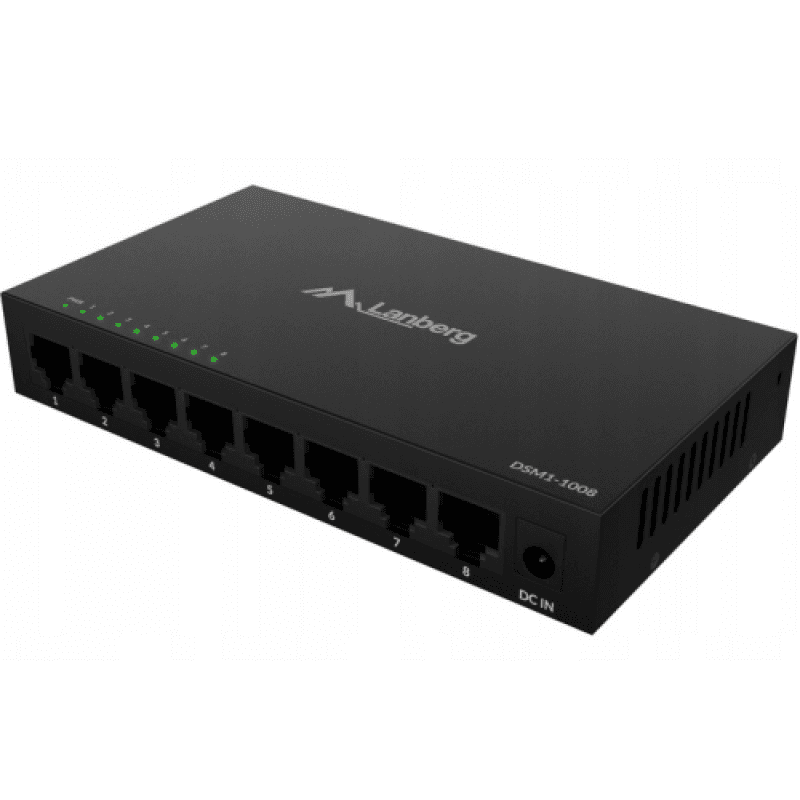 Switch Lanberg DSM1-1005, 8 porturi 1000BASE-T, Unmanaged, maxiumum network link speed 1GB/S