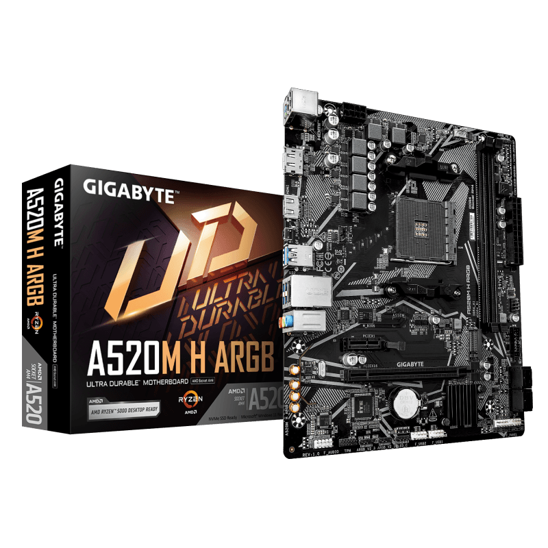 Placa de baza Gigabyte A520M H ARGB, Socket AM4, DDR4, Micro-ATX