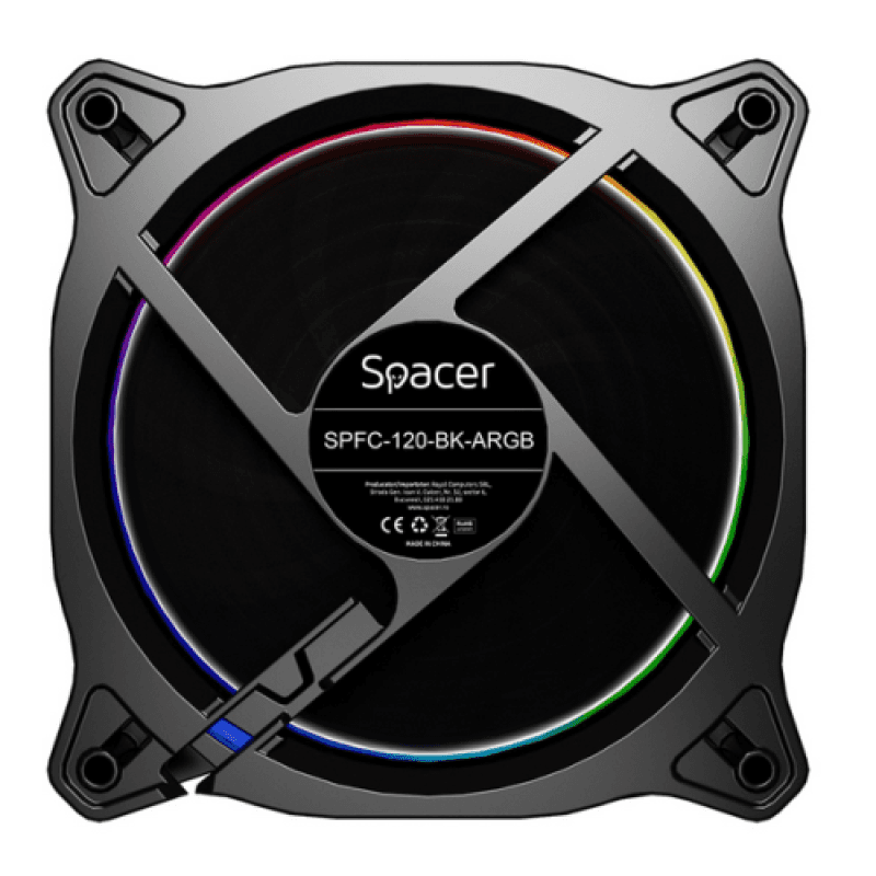 Ventilator Carcasa SPACER SPFC-120-BK-ARGB, 12 cm, 2200 rpm, RGB
