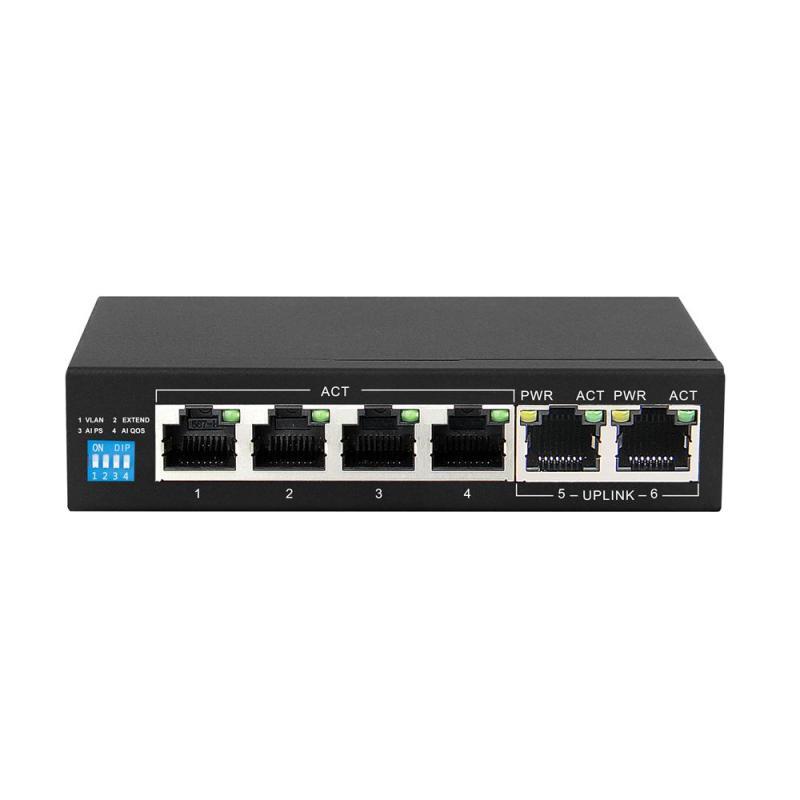 Extralink KRIOS  PoE Switch  4x Gigabit PoE/PoE+ 2x RJ45 Uplink Gigabit 60W