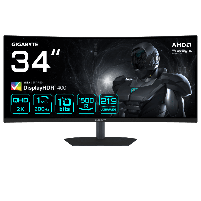 Monitor Consumer GIGABYTE G34WQC2, 34", 3440 x 1440 pixeli, Black, 2 ani Garantie