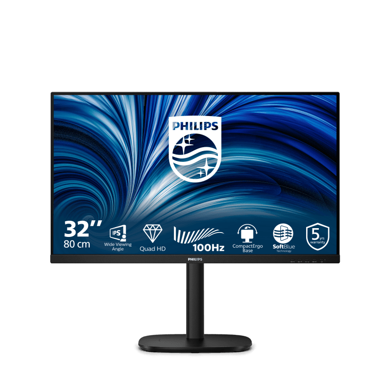 Monitor Consumer Philips 32B2N3500/00, 31.5", 2560 x 1440 pixeli, Black, 5 ani Garantie