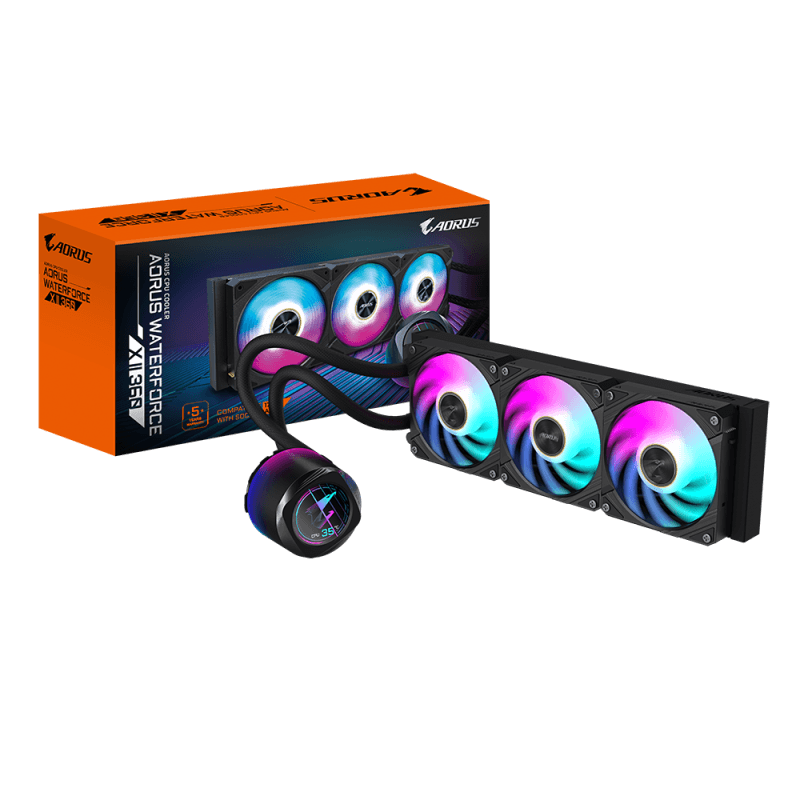 Cooler Procesor GIGABYTE AORUS WATERFORCE X II 360, Lichid, 12 cm, 3 ventilatoare, aRGB
