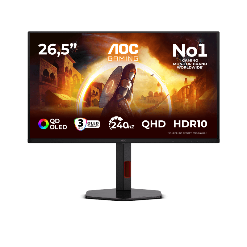 Monitor Gaming AOC Q27G4ZDR, 26.5", 2560 x 1440 pixeli, Black, Red, 3 ani Garantie