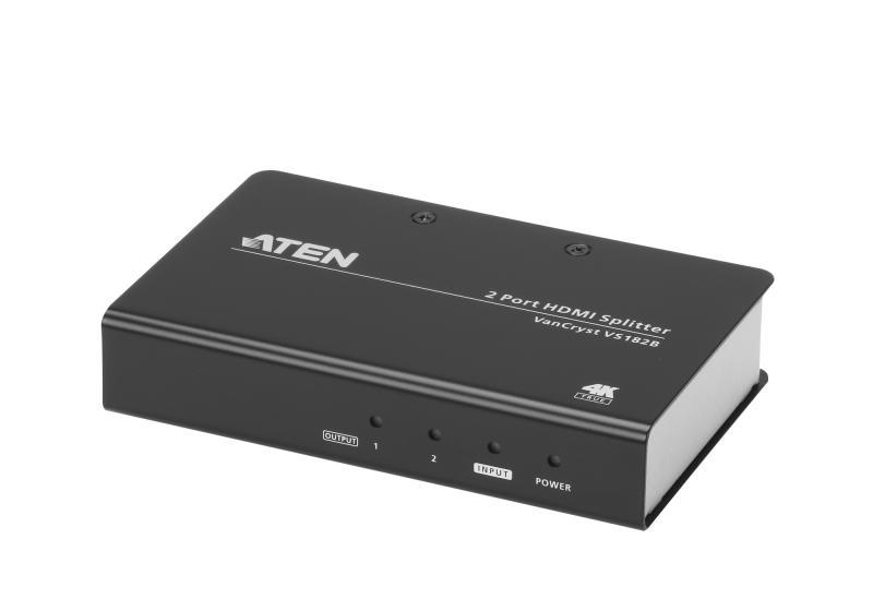 Splitter True 4K ATEN VS182B-AT-G. Video Type portul: HDMI, Iesire video: 2x HDMI. Rezoluţia maximă: 4096 x 2160 Pixel