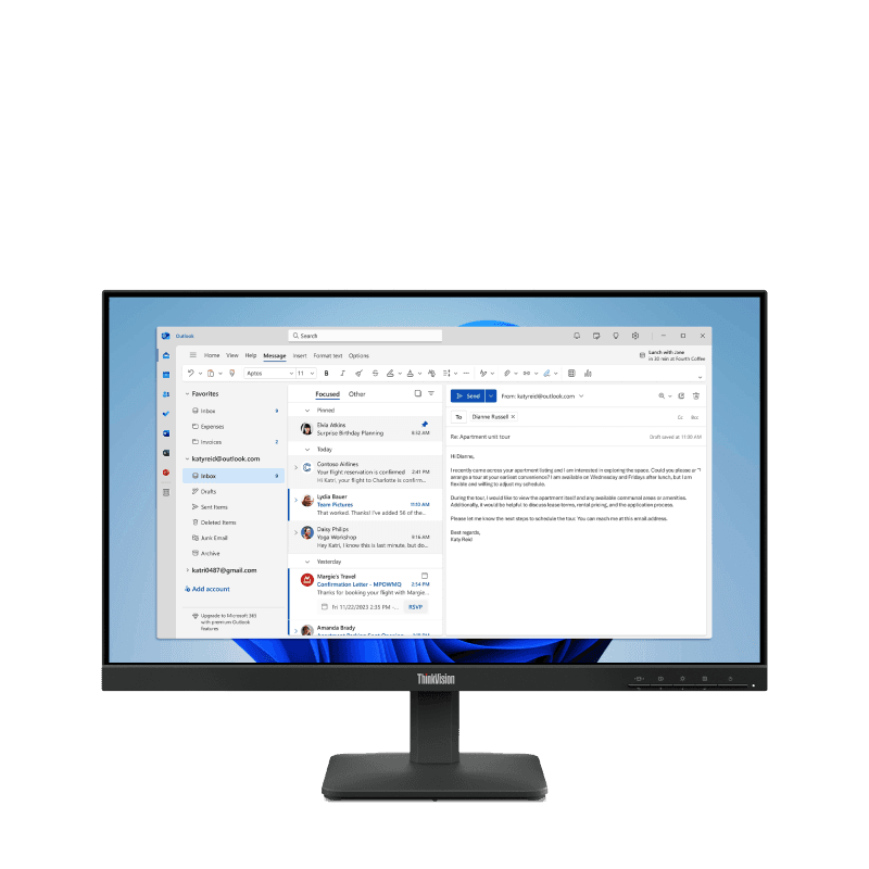Monitor Commercial Lenovo ThinkVision S24-4e, 23.8", 1920 x 1080 pixeli, Black, 3 ani Garantie
