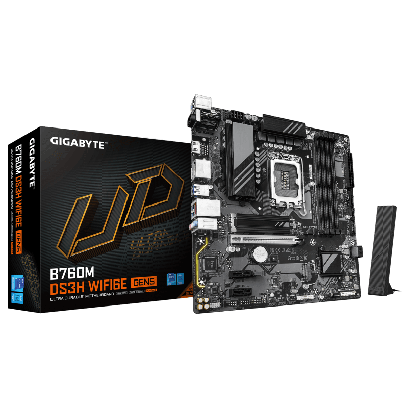 Placa de baza Gigabyte B760M DS3H WIFI6E GEN5, Socket 1700, DDR5, Micro-ATX