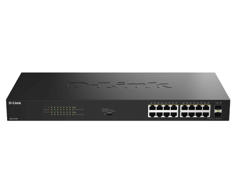 Switch D-Link 16 port GE PoE Unmanaged, capacitate 36 Gbps, standar PoE 802.3af/at, negru