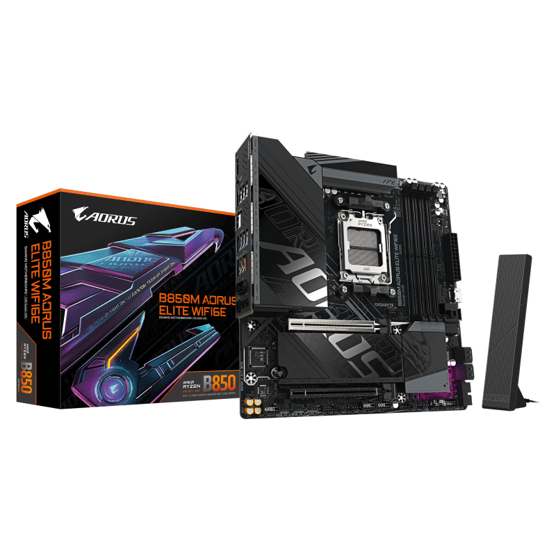 Placa de baza Gigabyte B850M AORUS ELITE WIFI6E, Socket AM5, DDR5, Micro-ATX