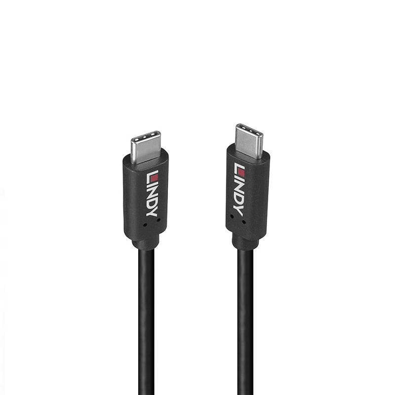 Cablu Lindy 0.5m USB 3.2 Type-C to Type-C (tata - tata), Black Line, Supported Bandwidth: 20Gbps, 100W PD, negru