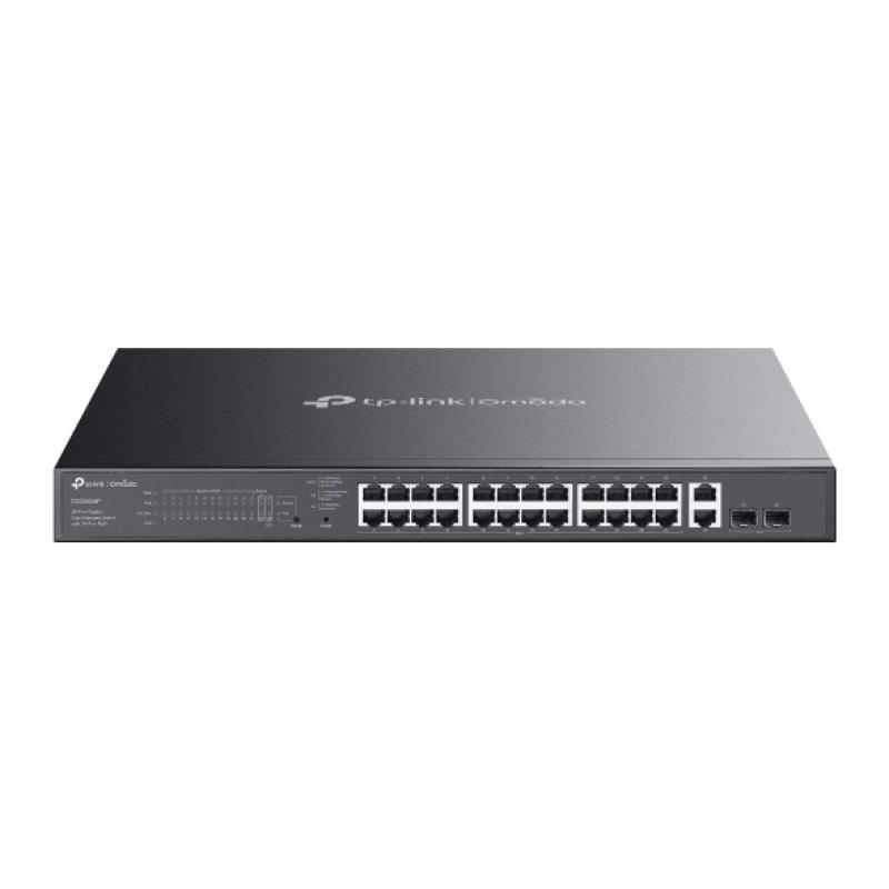 Omada 28-Port Gigabit Easy Managed Switch with 24-Port PoE+ PORT: 24× Gigabit PoE+ Ports, 2x Gigabit Non-PoE Ports