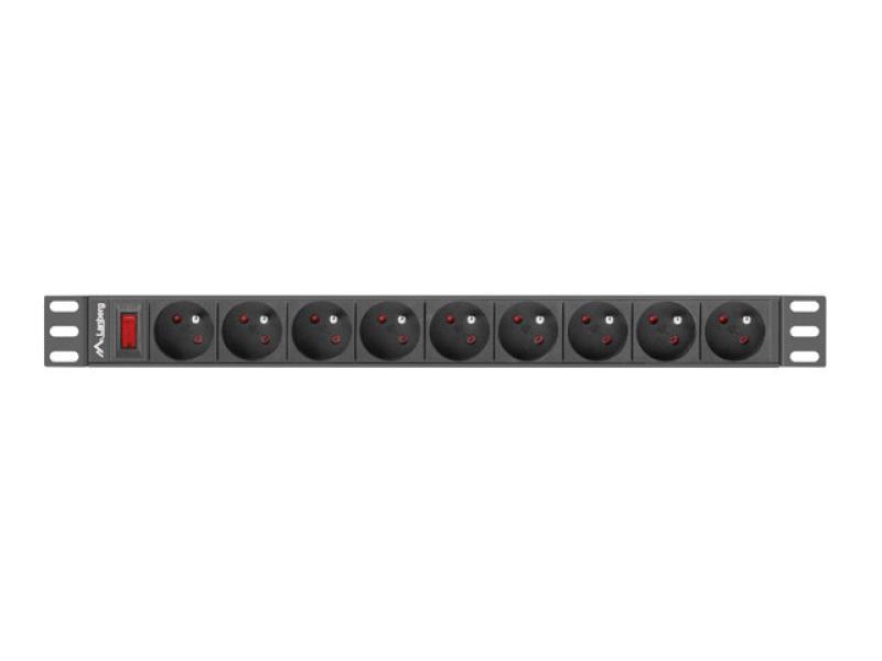 Unitate distributie alimentare PDU 19", 1U, 16A, 9 prize , negru